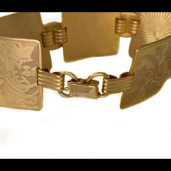 Vintage Banana Bob engraved gold floral opal link bracelet Victorian - Picture 7 of 12